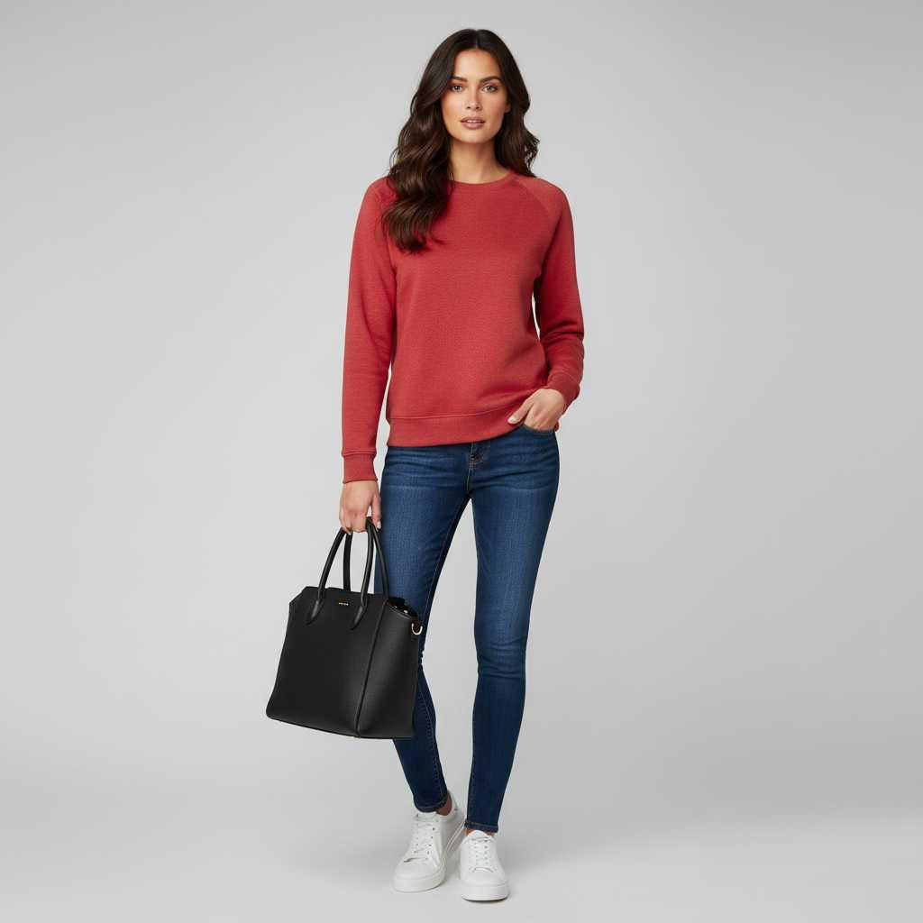 Sweat-shirt col rond femme Eliza – Manches longues, coton mélangé – photo 13
