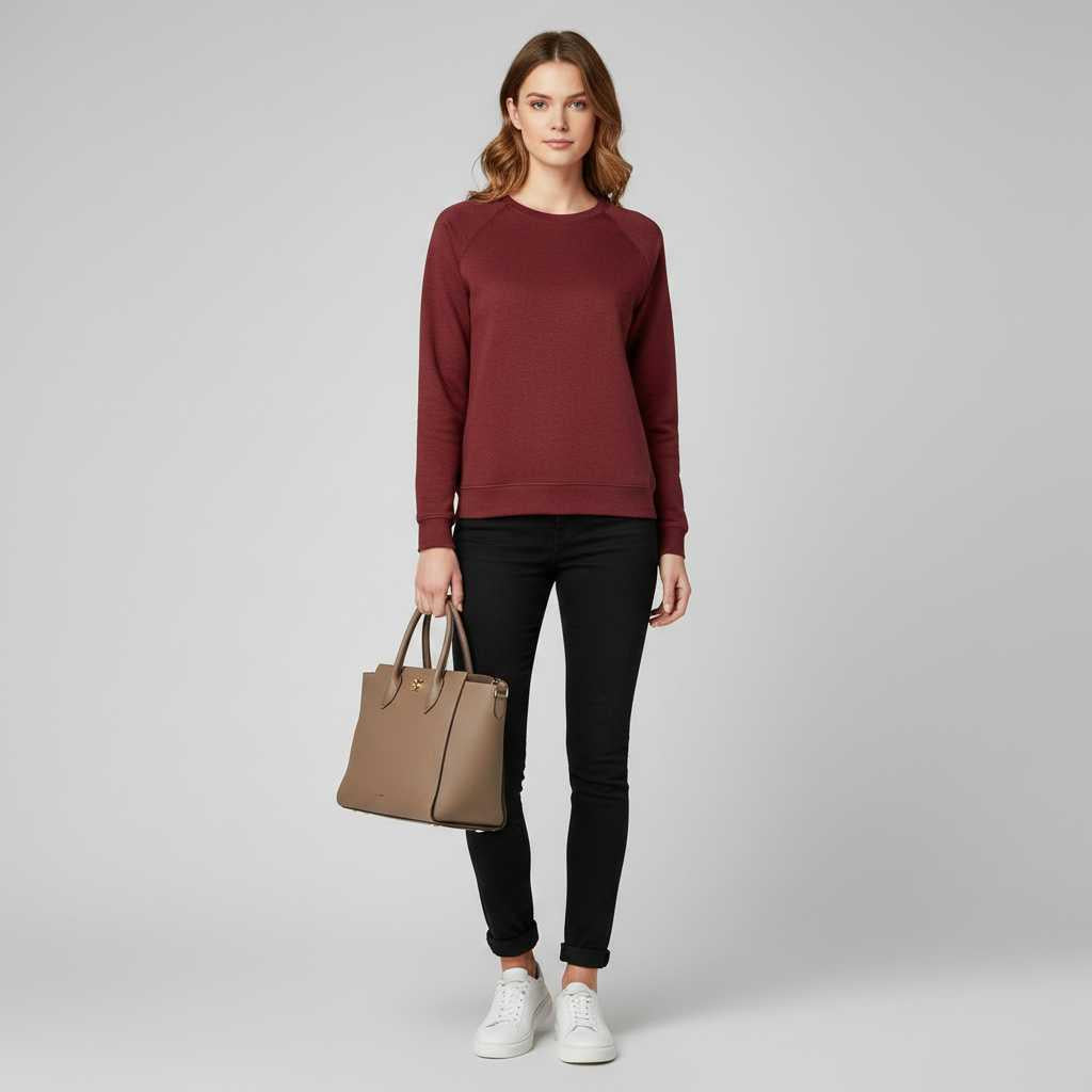 Sweat-shirt col rond femme Eliza – Manches longues, coton mélangé – photo 3