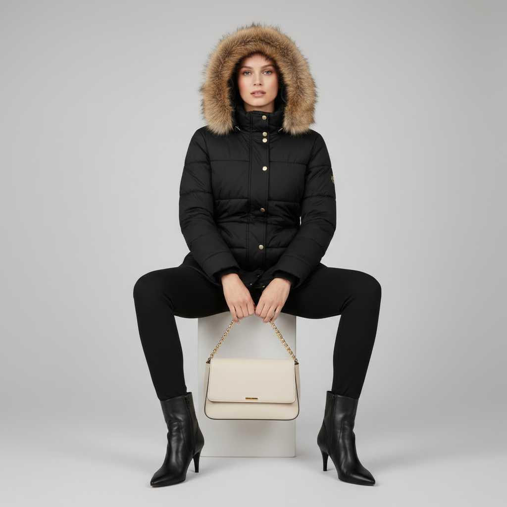 Veste matelassée à capuche pour femme – Fermeture à boutons-pression – photo 3