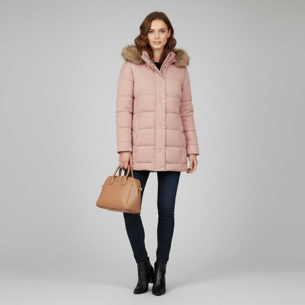 Veste matelassée à capuche pour femme – Fermeture à boutons-pression – photo 2