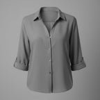 Chemise femme à col et boutonnage – Manches 3/4, coupe classique – photo 5