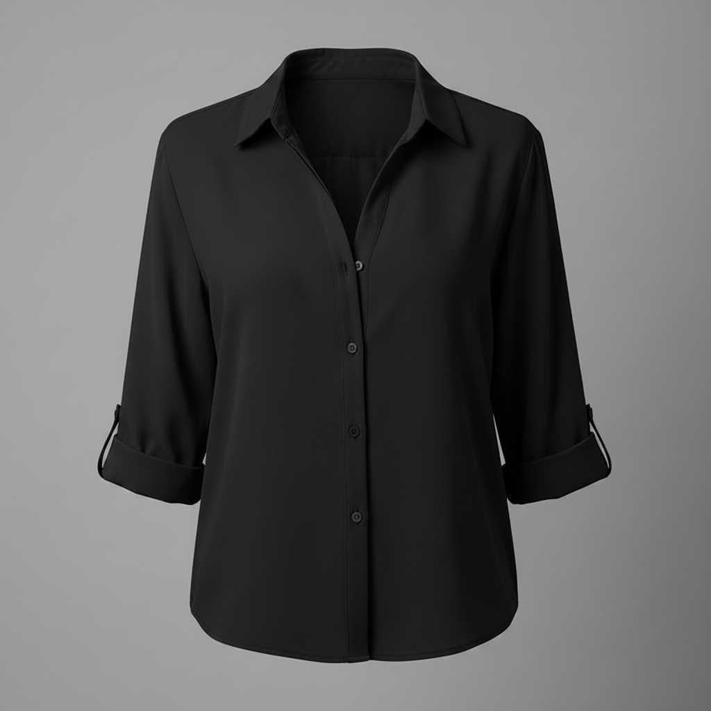 Chemise femme à col et boutonnage – Manches 3/4, coupe classique – photo 6