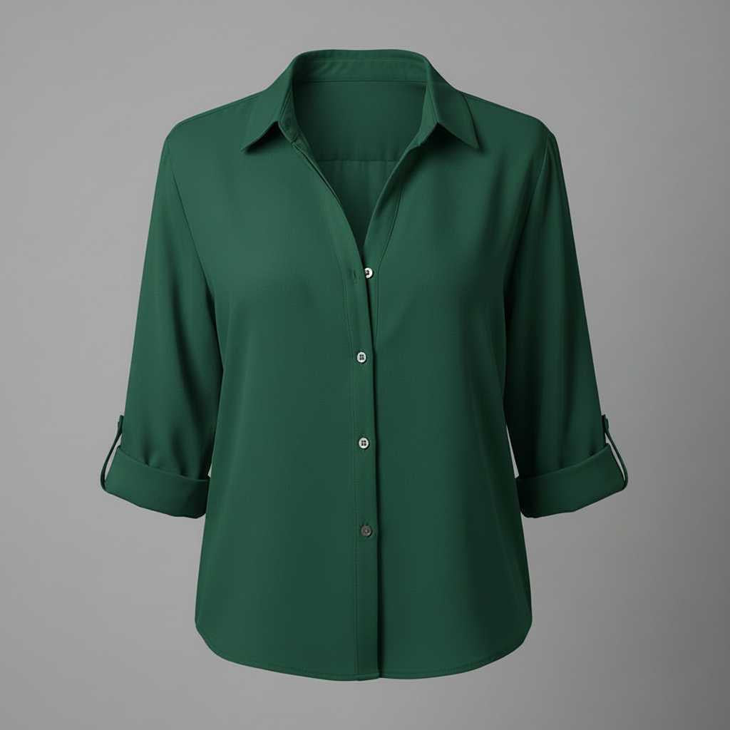 Chemise femme à col et boutonnage – Manches 3/4, coupe classique – photo 7