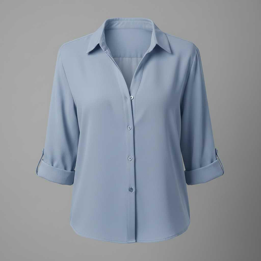 Chemise femme à col et boutonnage – Manches 3/4, coupe classique – photo 8