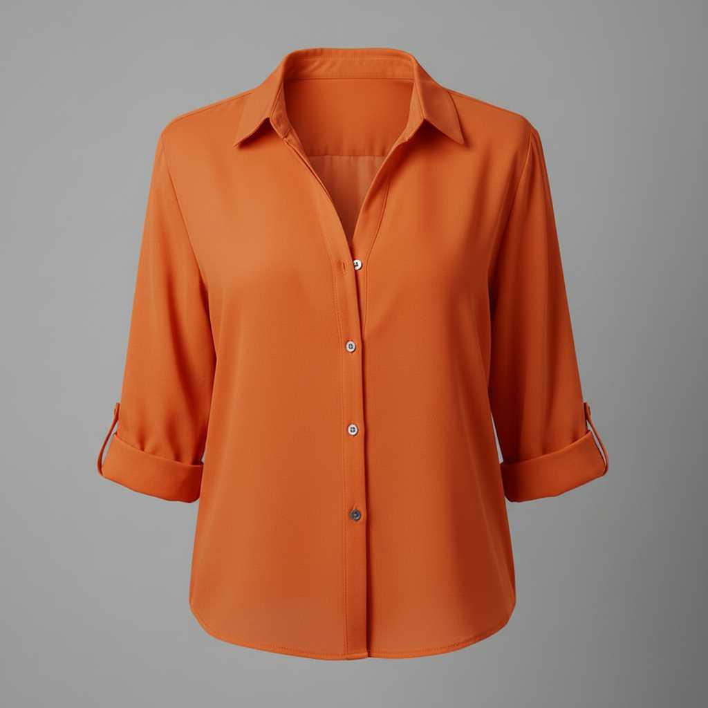 Chemise femme à col et boutonnage – Manches 3/4, coupe classique – photo 9