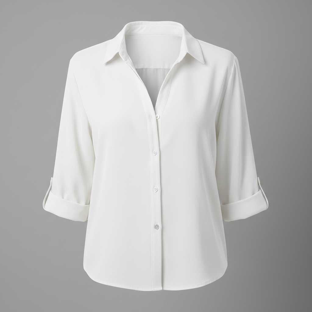 Chemise femme à col et boutonnage – Manches 3/4, coupe classique – photo 12