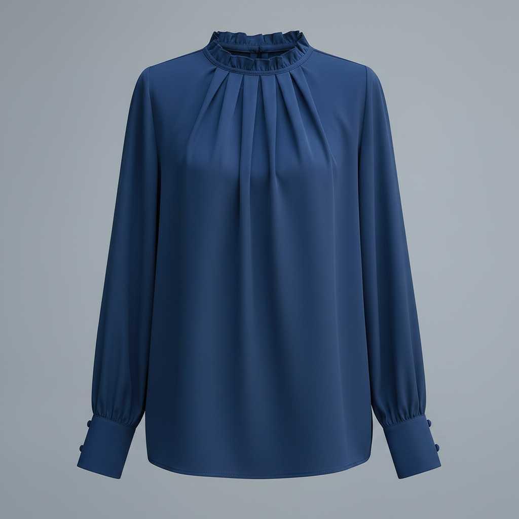 Haut femme manches longues – Coupe décontractée, uni, idéal en automne – photo 6