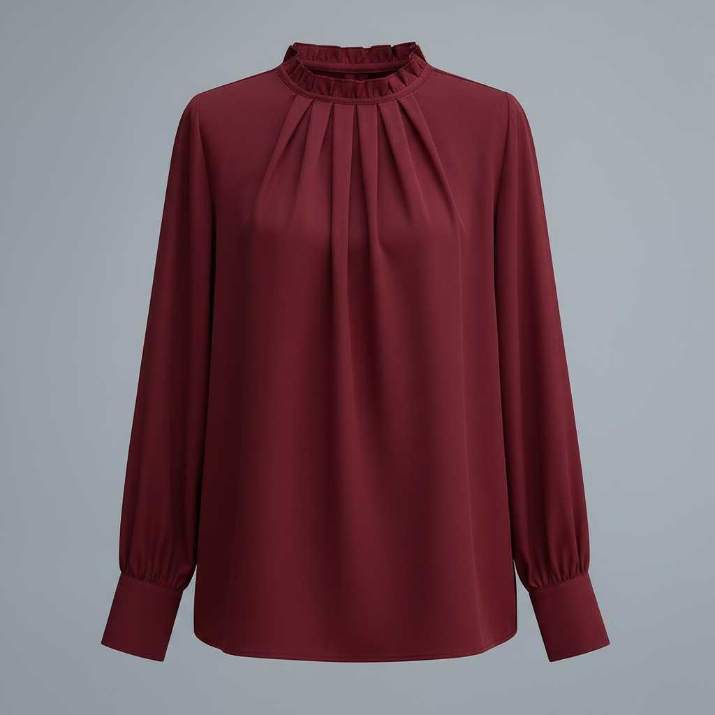 Haut femme manches longues – Coupe décontractée, uni, idéal en automne – photo 7