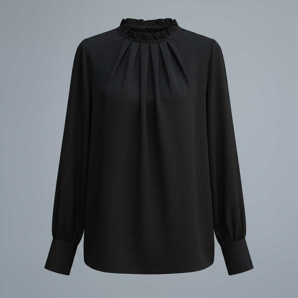 Haut femme manches longues – Coupe décontractée, uni, idéal en automne – photo 8