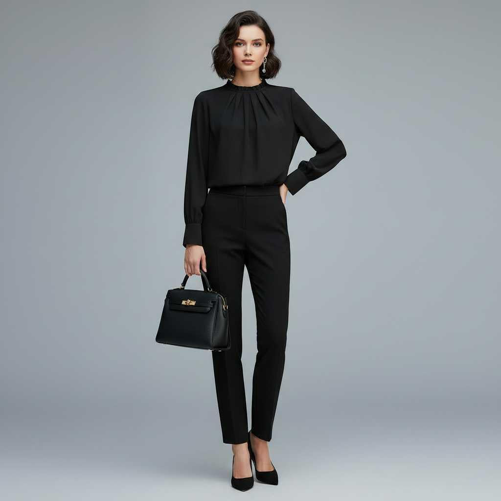 Haut femme manches longues – Coupe décontractée, uni, idéal en automne – photo 4