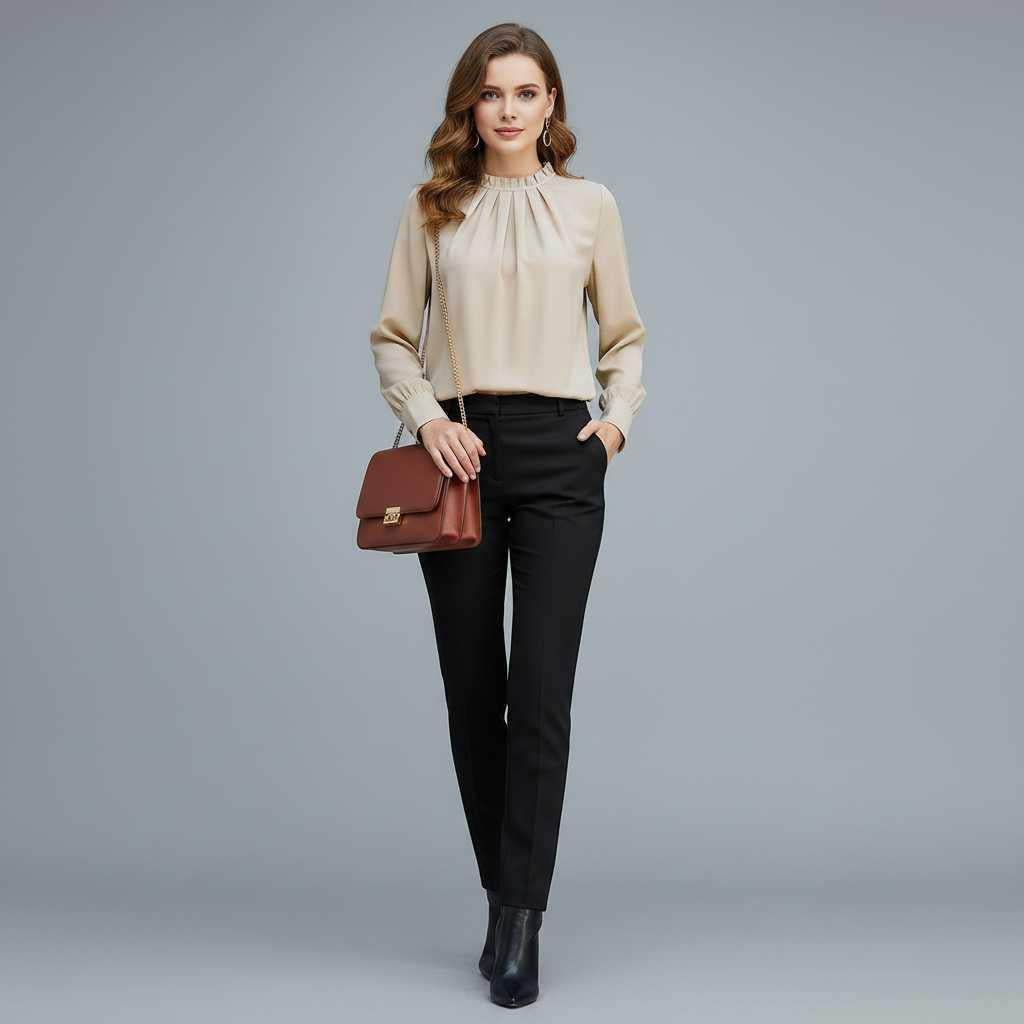 Haut femme manches longues – Coupe décontractée, uni, idéal en automne – photo 1