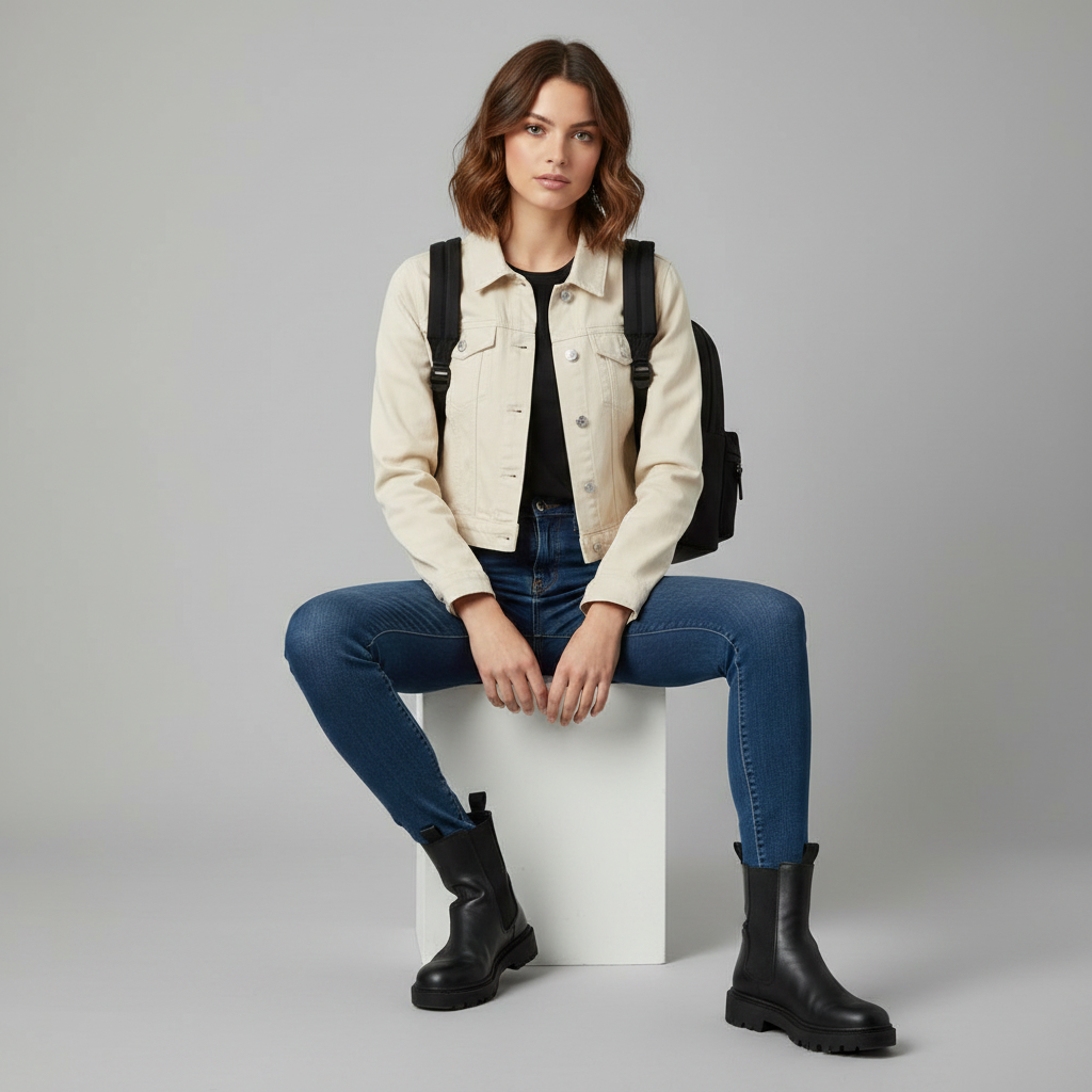 Veste en jean femme 100 % coton – Coupe classique pour l'automne – photo 1