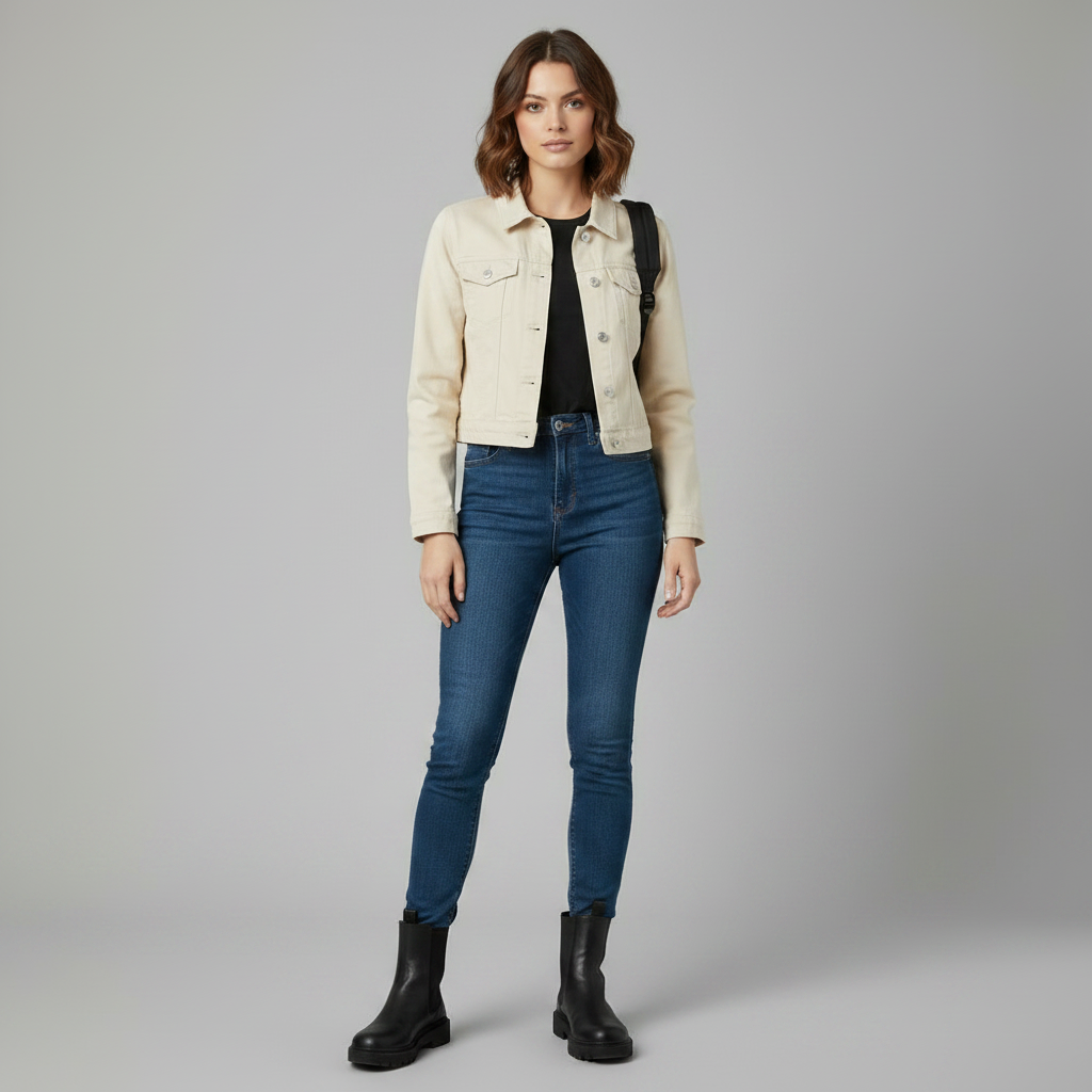 Veste en jean femme 100 % coton – Coupe classique pour l'automne – photo 2