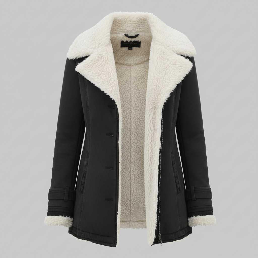 Veste en jean doublée mi-longue femme – Chaude pour l'hiver – photo 5