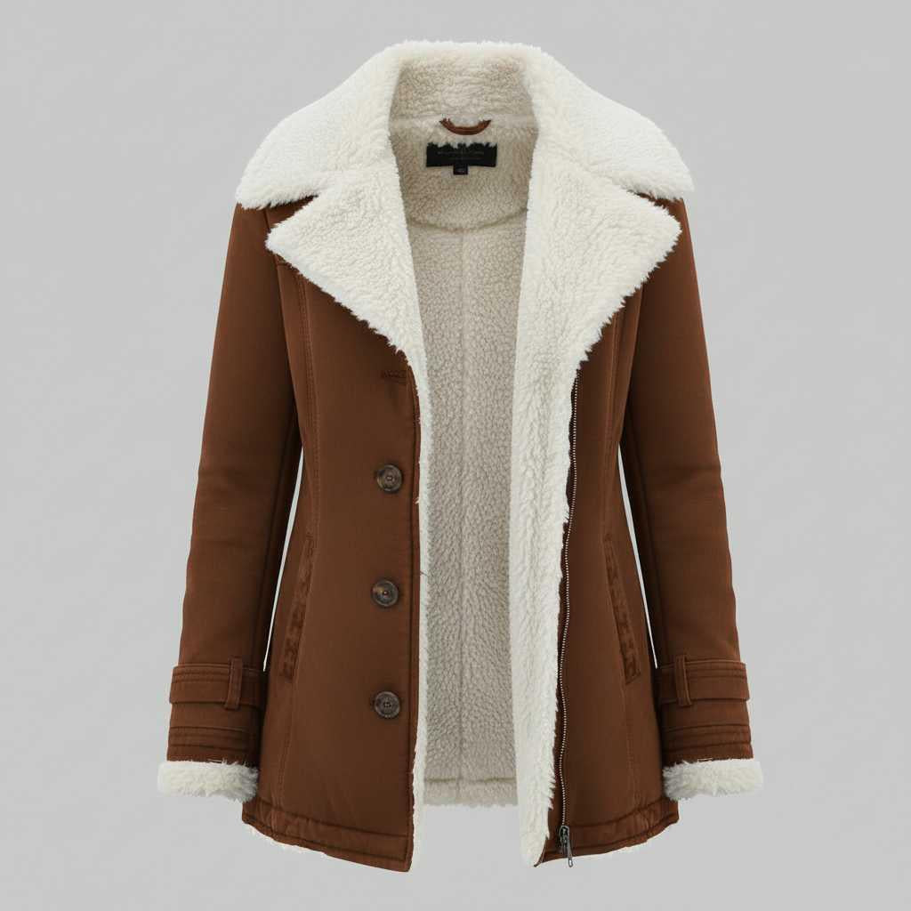 Veste en jean doublée mi-longue femme – Chaude pour l'hiver – photo 6