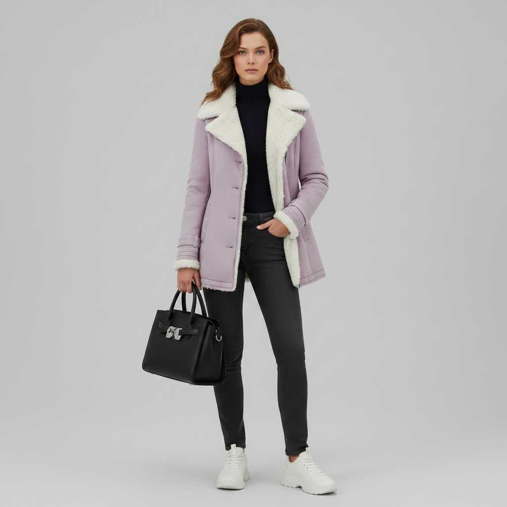 Veste en jean doublée mi-longue femme – Chaude pour l'hiver – photo 1