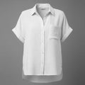 Blouse manches courtes femme en coton et lin – Coupe ample – photo 6