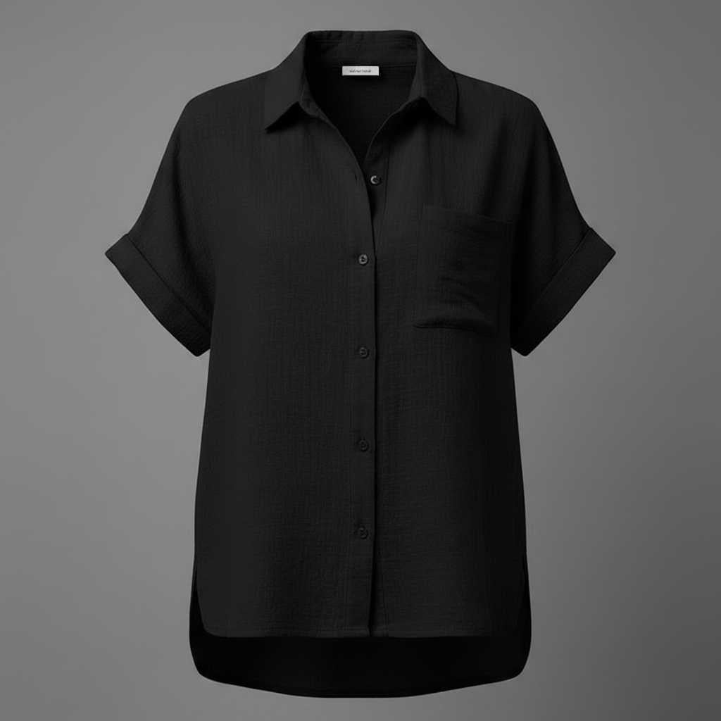 Blouse manches courtes femme en coton et lin – Coupe ample – photo 7