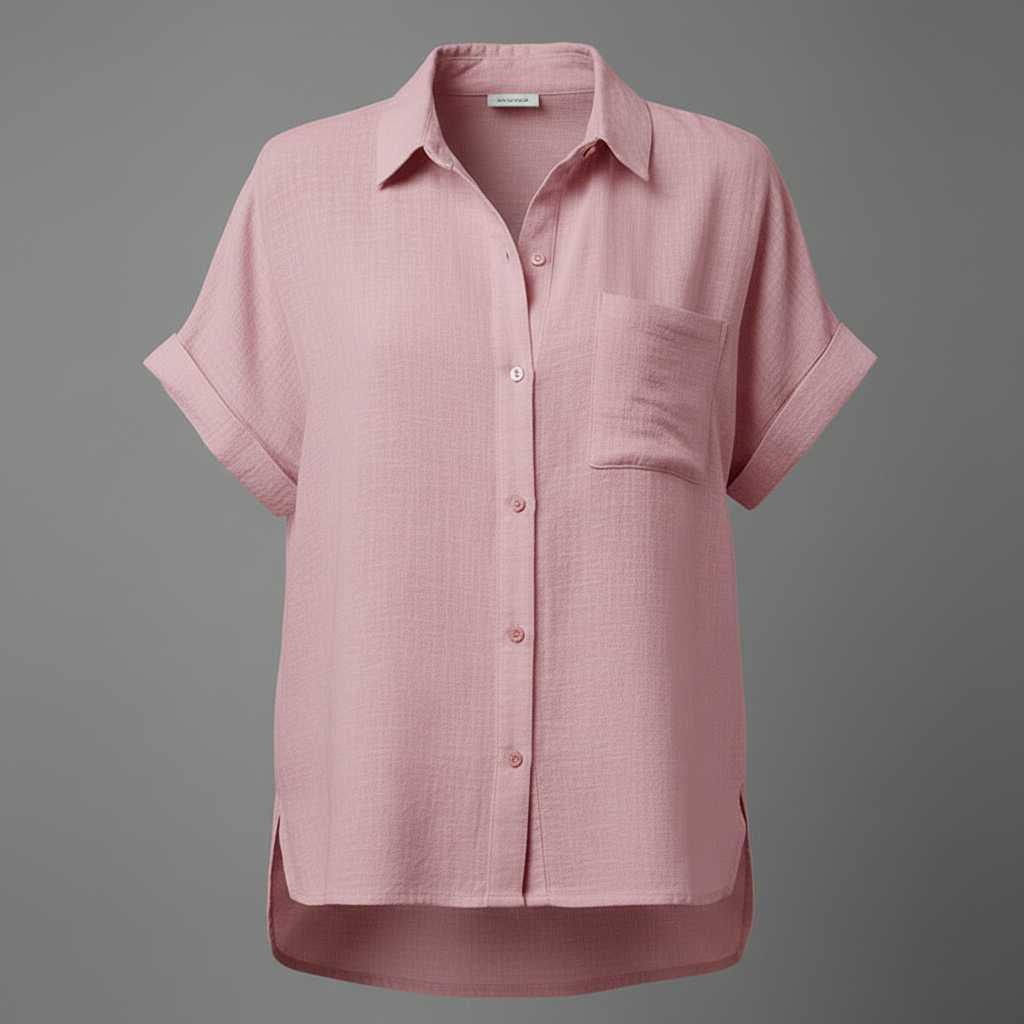 Blouse manches courtes femme en coton et lin – Coupe ample – photo 10