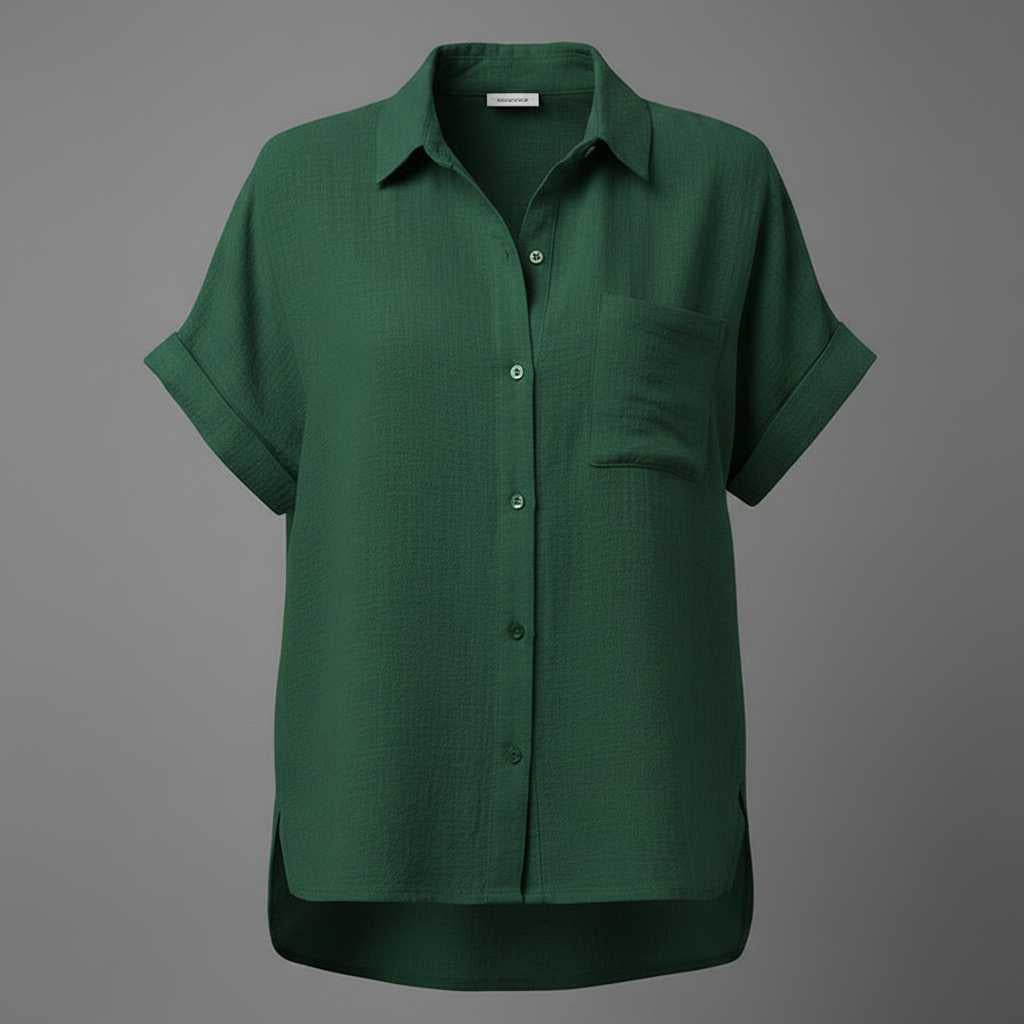 Blouse manches courtes femme en coton et lin – Coupe ample – photo 12