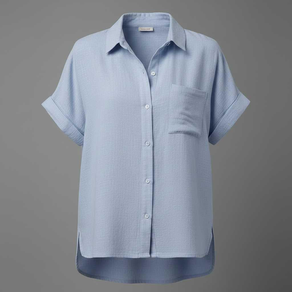 Blouse manches courtes femme en coton et lin – Coupe ample – photo 13