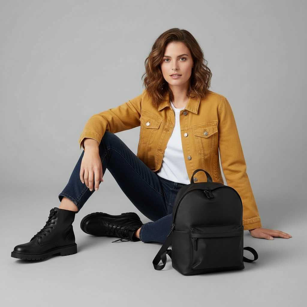 Veste en denim unie femme – Style streetwear, poches poitrine – photo 2