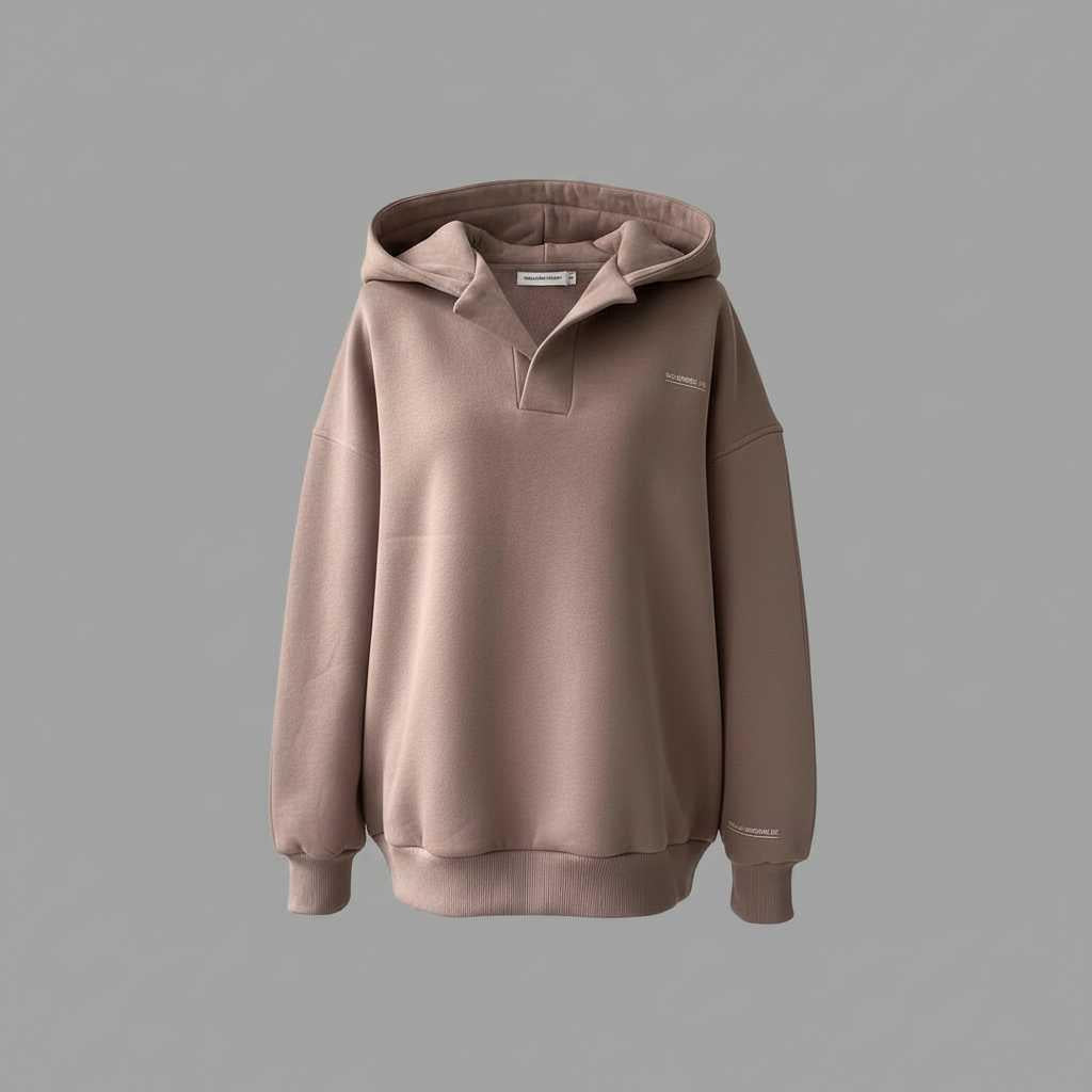Sweat à capuche oversize femme 100 % coton – Style minimaliste – photo 4