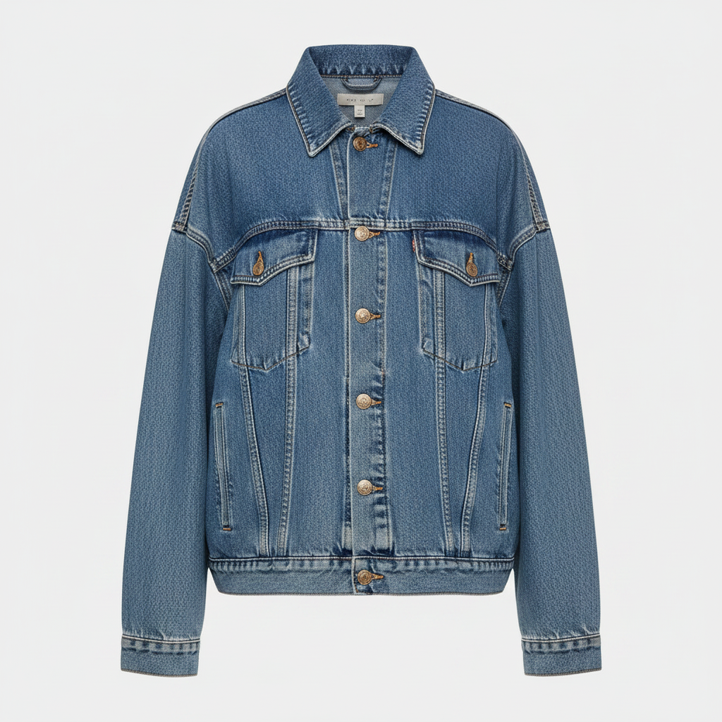 Veste en jean oversize à franges pour femme – photo 4