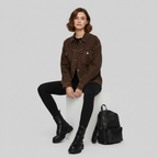 Veste en jean oversize à franges pour femme – photo 1