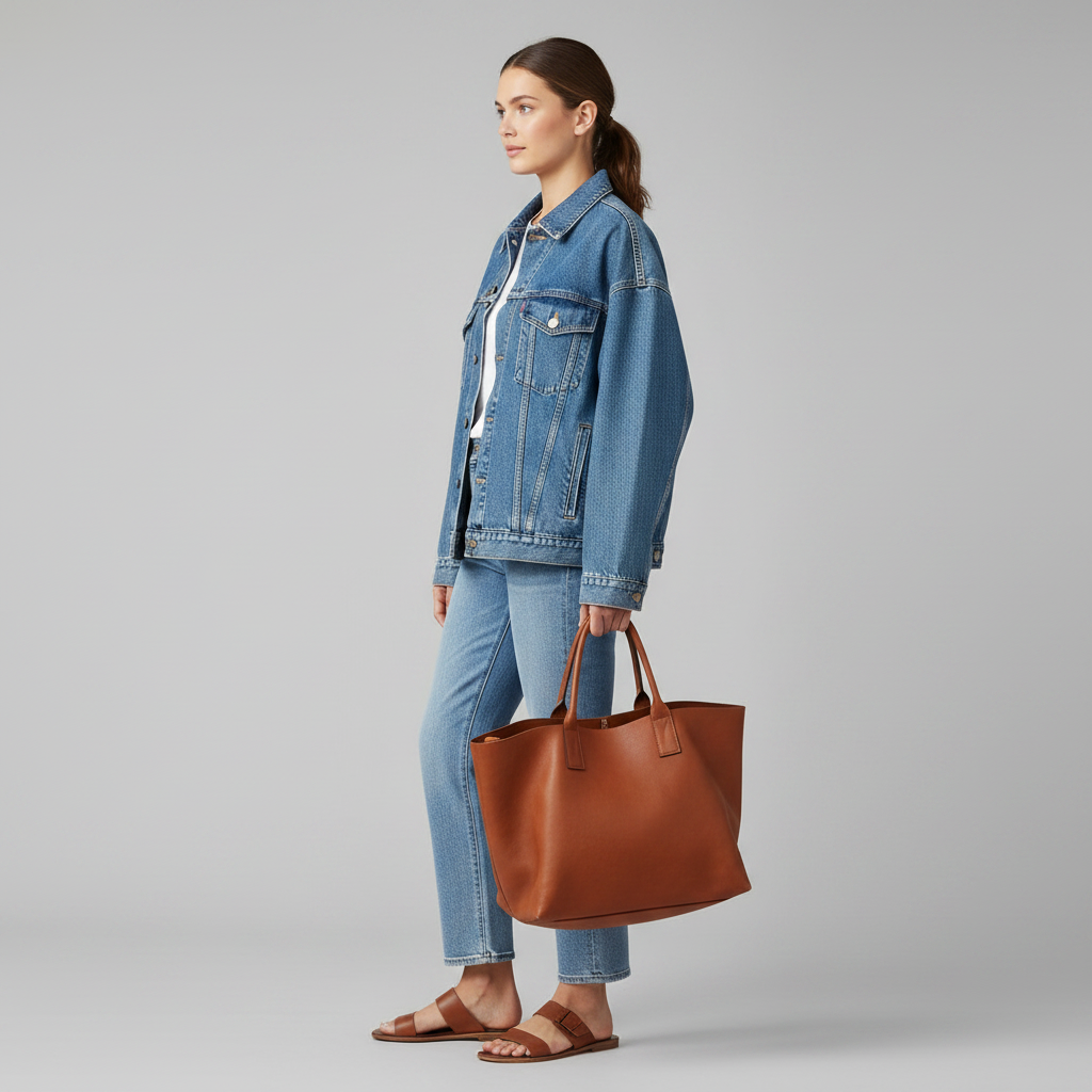 Veste en jean oversize à franges pour femme – photo 3