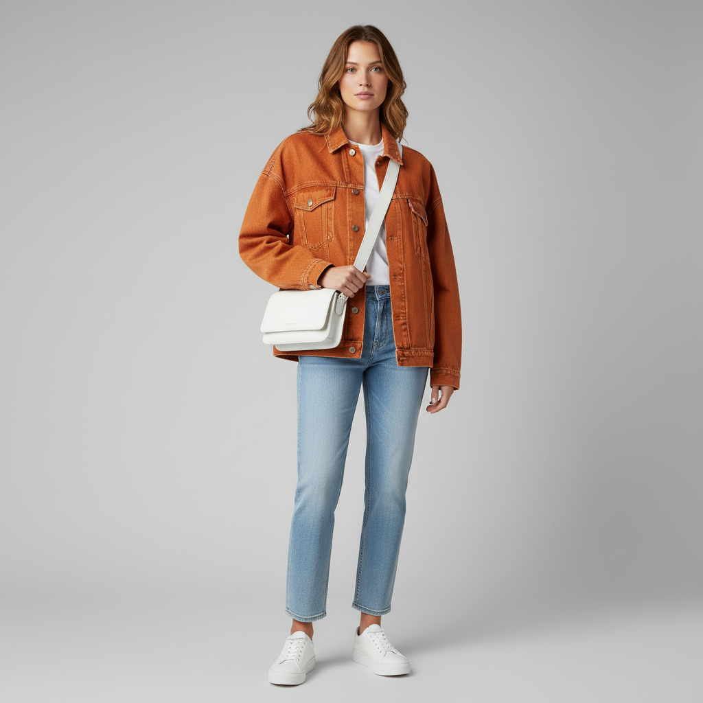 Veste en jean oversize à franges pour femme – photo 2