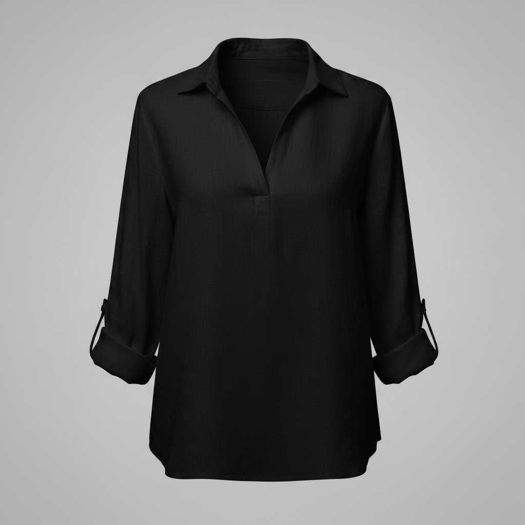 Blouse femme col V brodée en coton et lin – photo 10